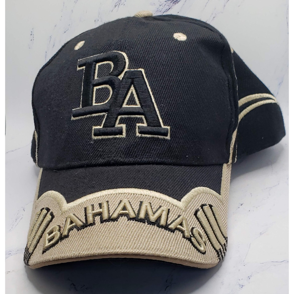 Bahamas Adjust Strapback Mens Grey Blue and Beige Embroidered Ball Cap Hat